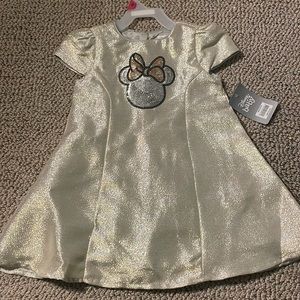 Cute Disney Minnie Mouse gold and sequence toddler dress!